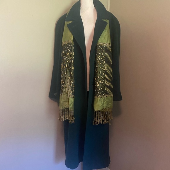 Vintage Julia Klein Dark Green Long Maxi Dress Coat Sz 16 - Picture 4 of 11